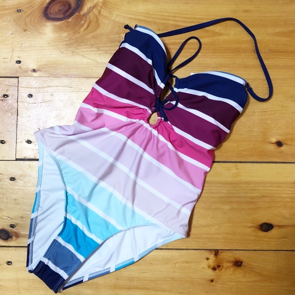 Splendid Bandeau One Piece Swim Rainbow Stripe - Picture 5 of 6